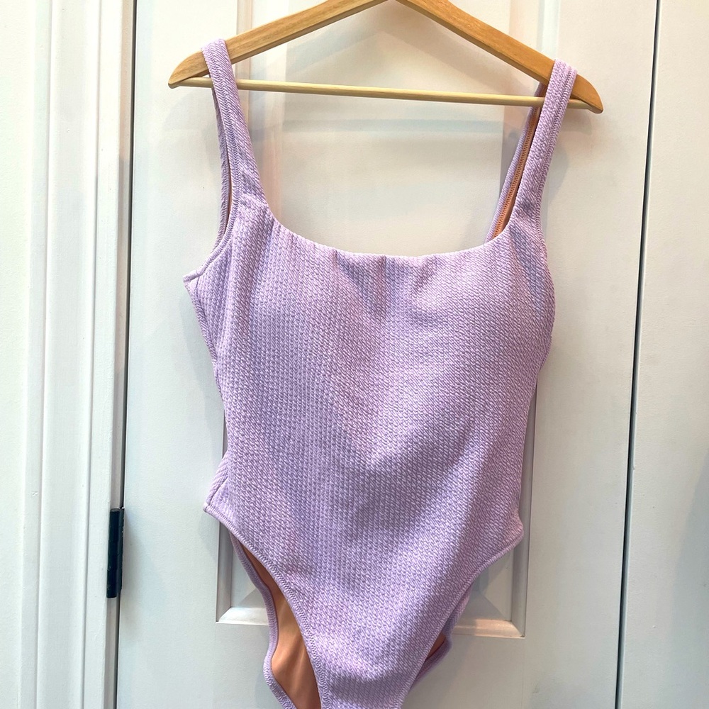 NWT J. Crew lavender rippled texture one piece swimsuit, size 10